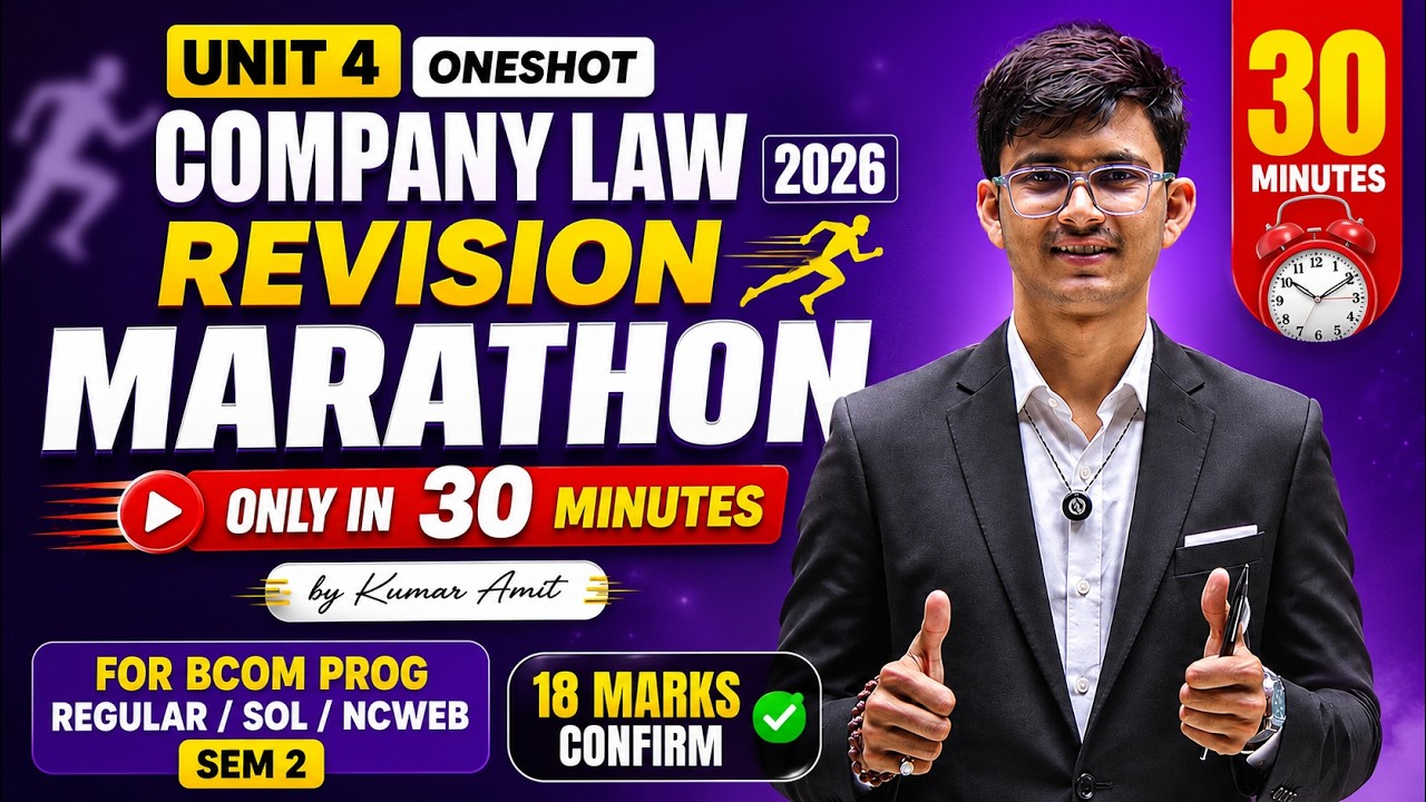 Unit 4 Oneshot Company Law 2026 | Imp Questions Company Law | BCom Prog/Hons