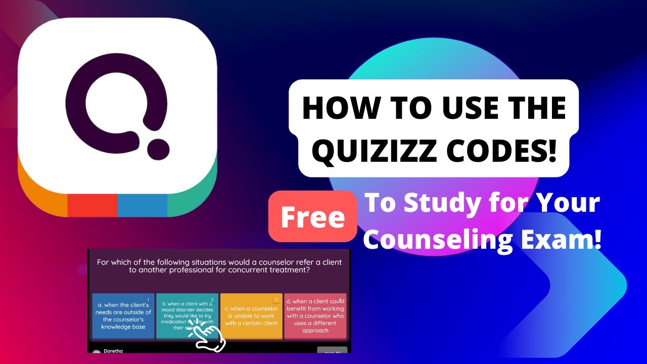 Step by Step Visual of How to The Enter the Quizizz Codes to Study for your NCE, CPCE and NCMHCE!