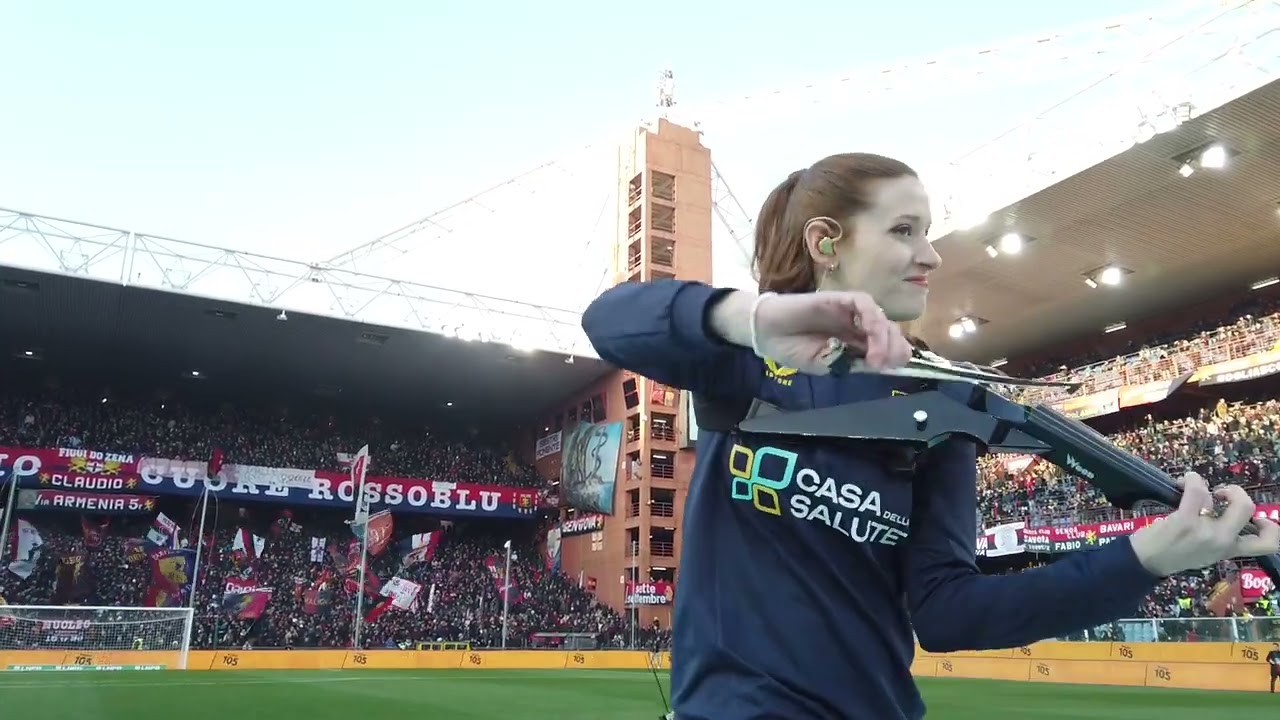 Eleonora Montagnana, electricviolin performance at Luigi Ferraris Stadio