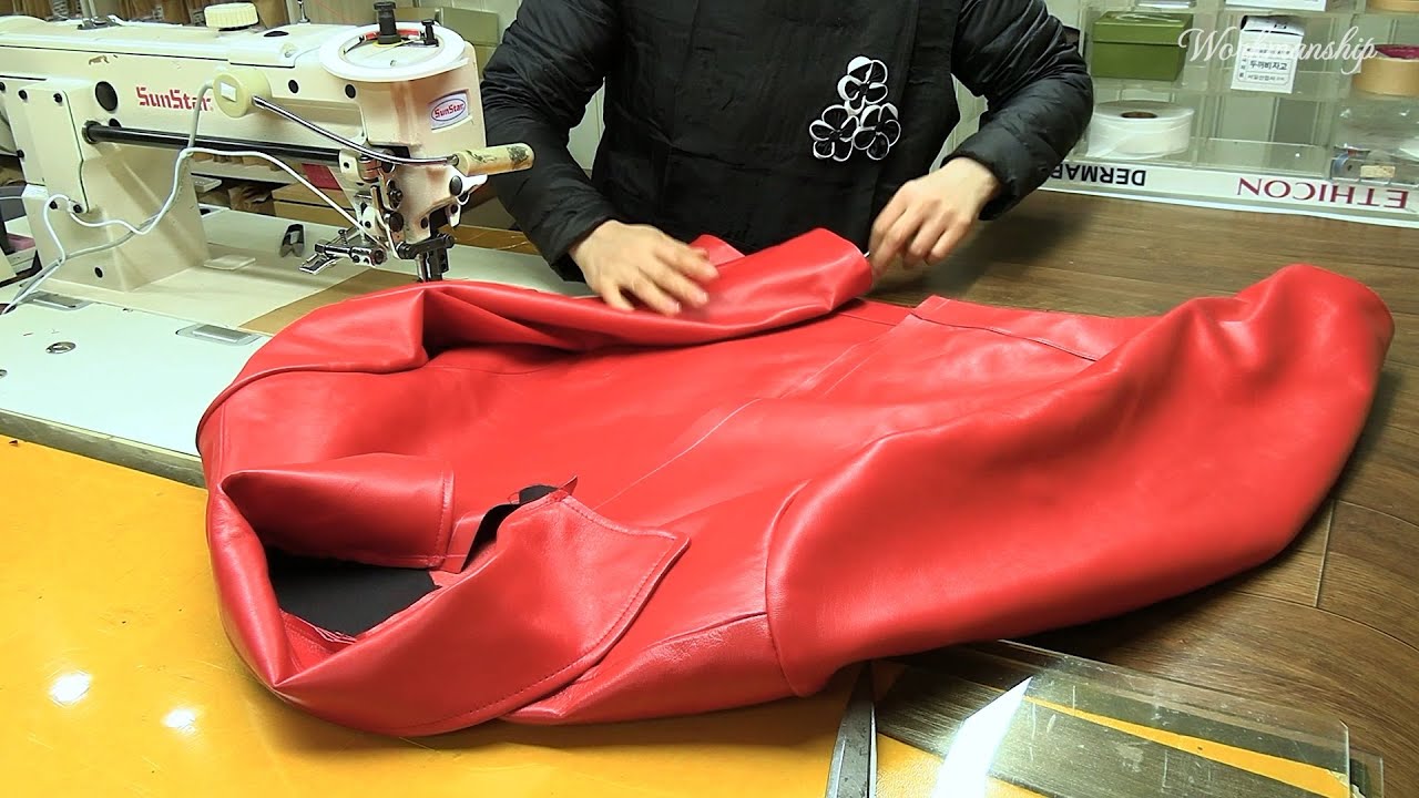 Process of Making Leather Jacket from 5 Sheepskins. Korean Leather Artisan