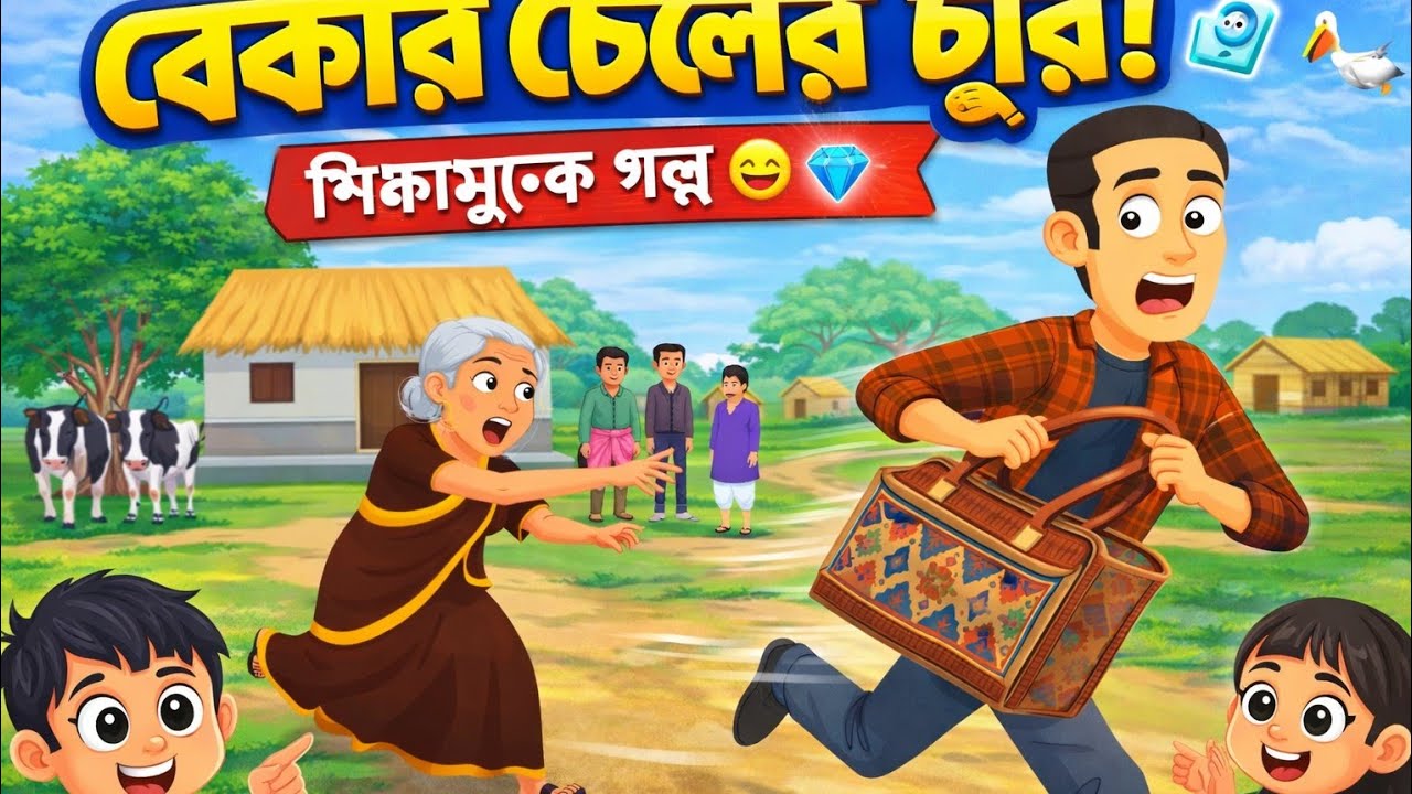 Unemployed Boy Stole from Old Woman 😱 | Funny Bangla Cartoon Story
