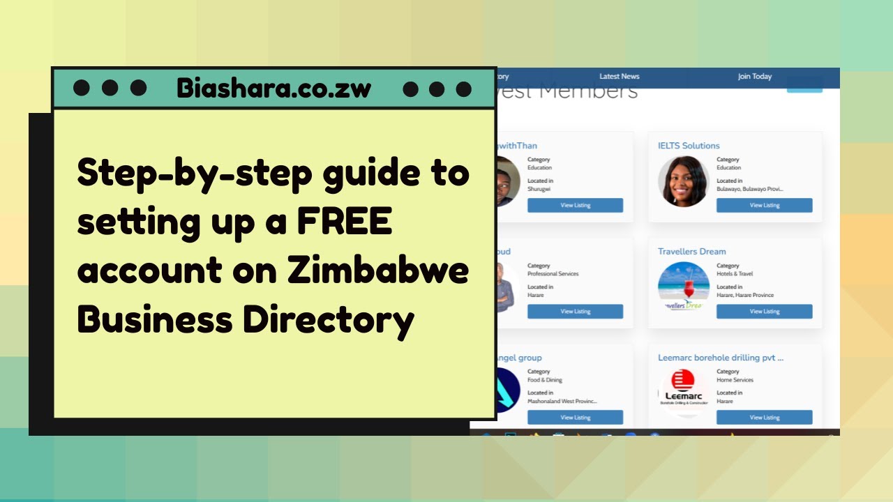 How to A FREE Account on Zimbabwe Business Directory | Biashara