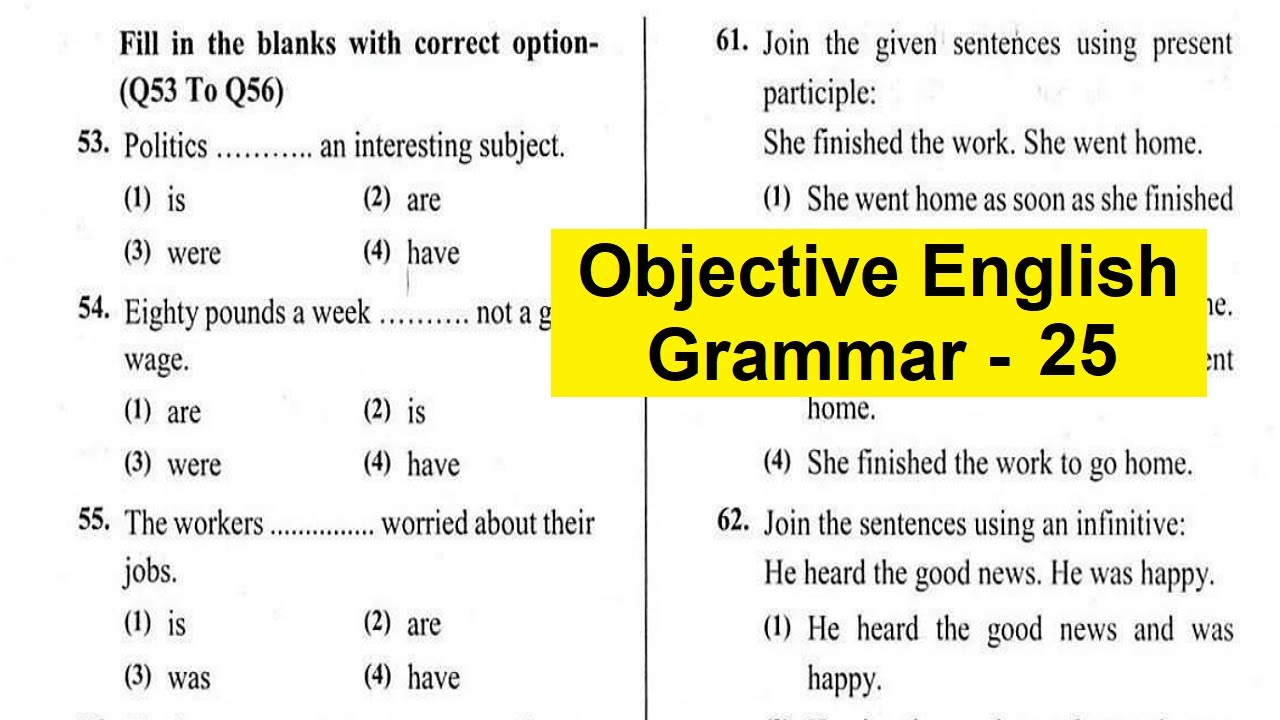 #25 | Objective English Grammar | Previous Year English Grammar Questions | English Point
