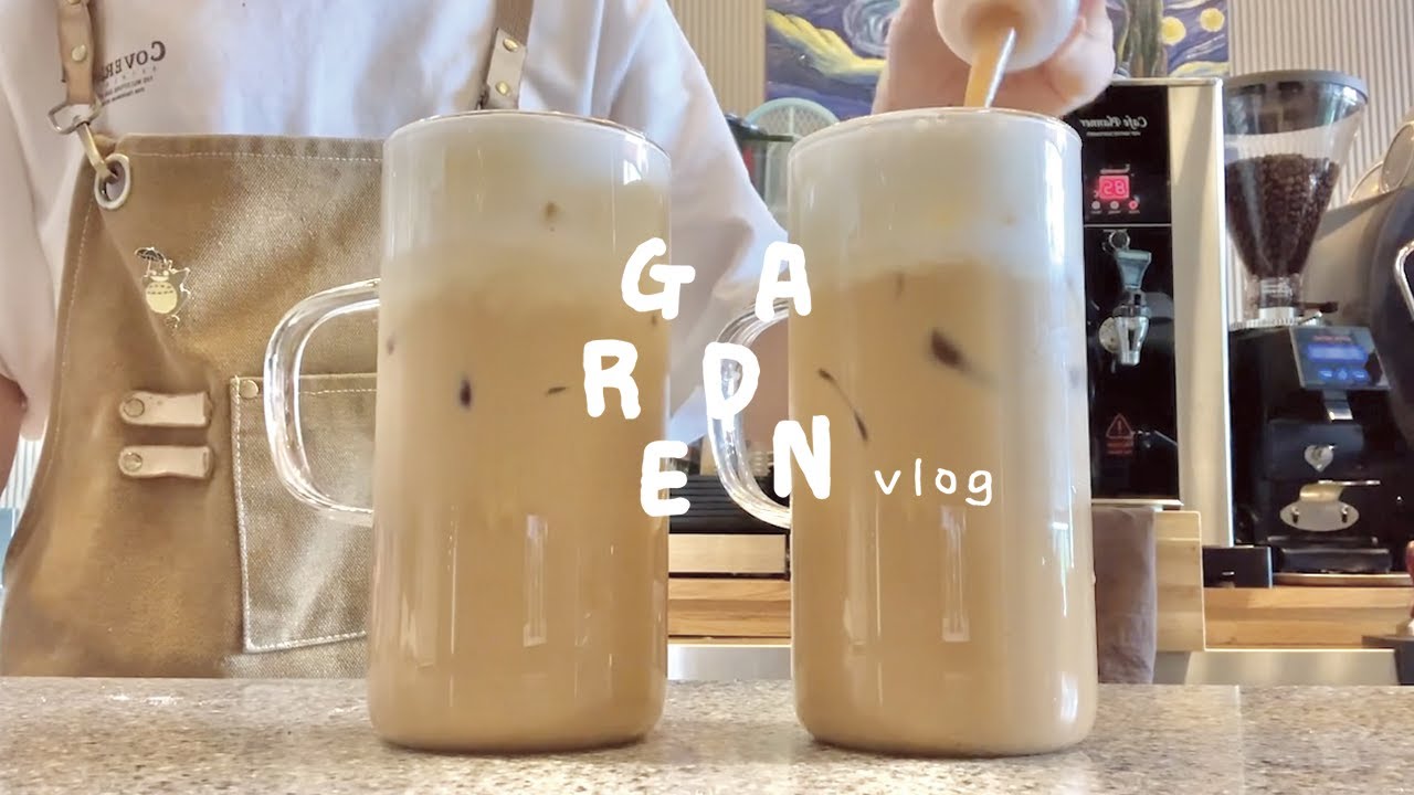 sub :3 꿀잠 자기 전에 보는 유리컵 음료 모음집 2🍮 garden cafevlog