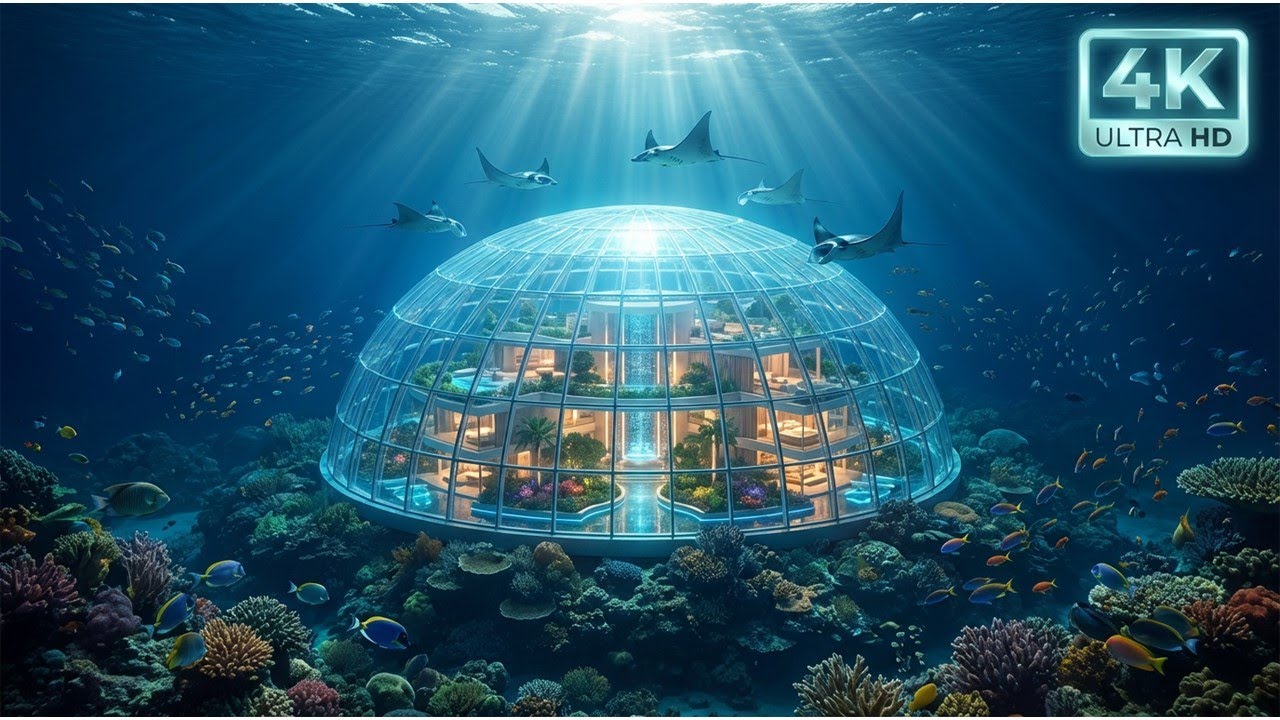 🌊 Maldives 100m Underwater Glass Palace | Indian Ocean Deep Sea Mansion 360° Dome