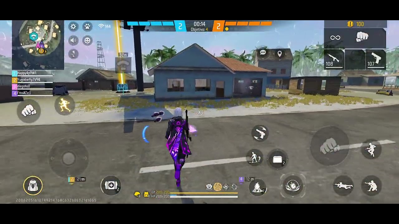 (Video sin comentar) Jugando con Más de 200 de Ping Free fire 