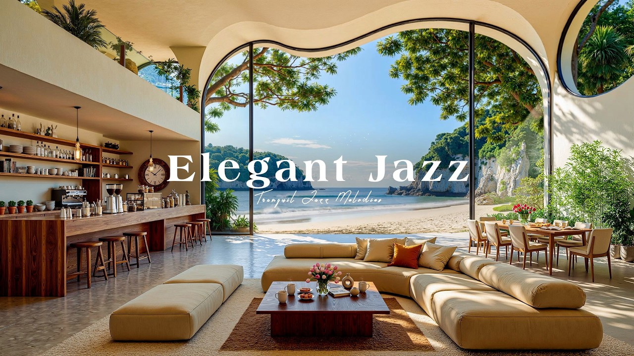 Elegant Indoor Coffee Shop Ambience ☕ Relaxing Jazz Background Music with Nature Therapy for Unwind