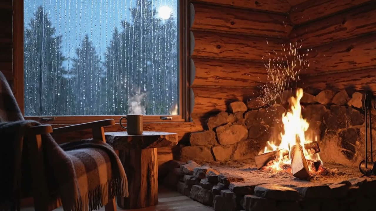 Calming Rain & Crackling Fire ASMR for Stress Relief 🌧️🔥