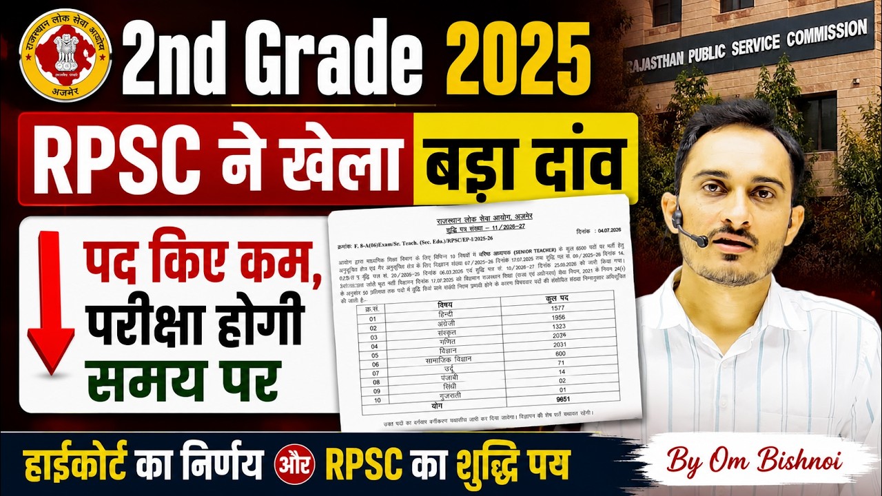 RPSC 2nd Grade Form Re-Open Big Update | पद घटाएं , परीक्षा समय पर | RPSC 2nd Grade Latest Update