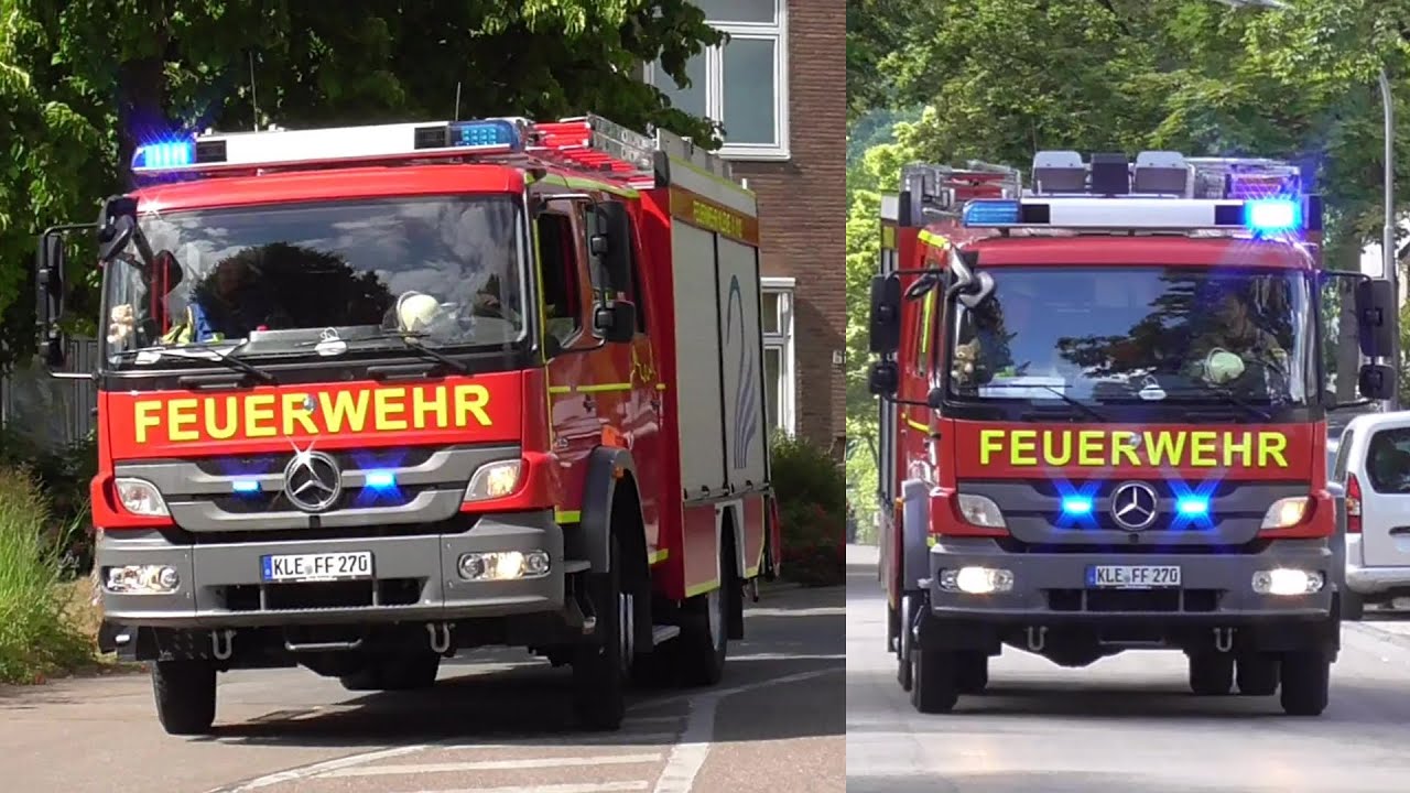 LF20 der Freiwillige Feuerwehr Kleve auf Einsatzfahrt zu einer ausgel&ouml;sten BMA in Kleve