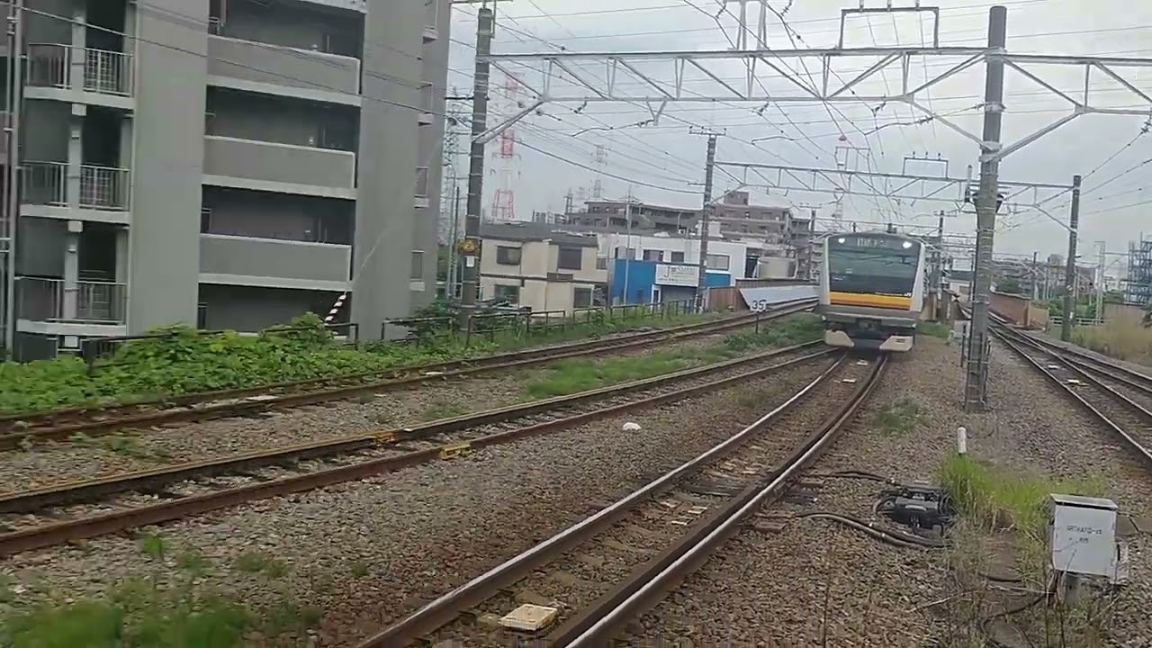 南武線E233京尻手駅手前で急停車