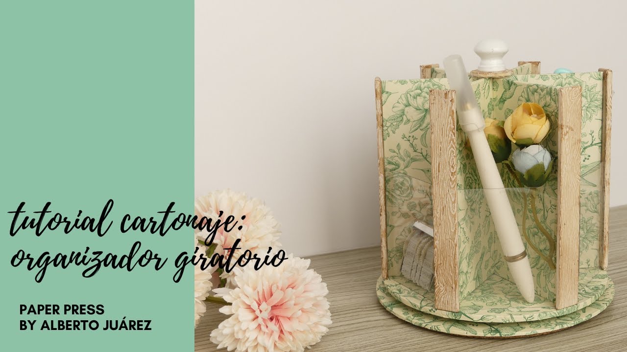 CÓMO HACER UN ORGANIZADOR DE ESCRITORIO GIRATORIO - TUTORIAL CARTONAJE - PAPER PRESS VINTAGE ODYSSEY
