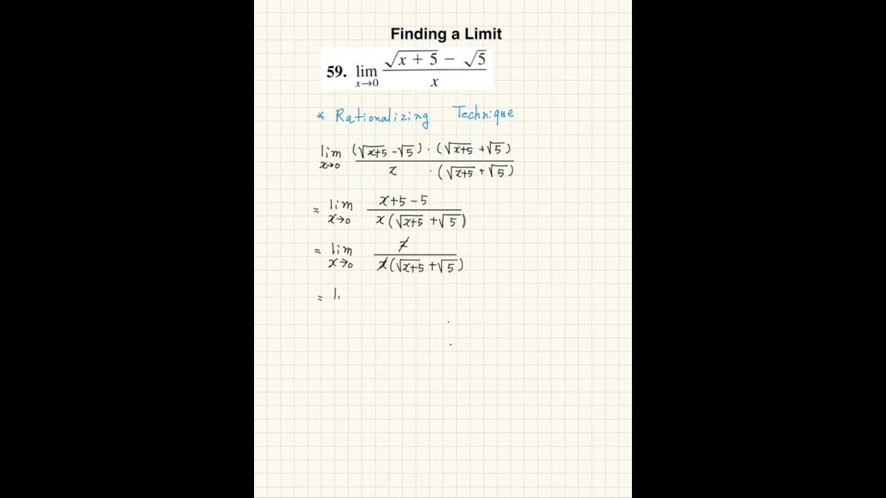 AP Calculus &ndash; Finding a Limit | Rationalizing Technique with Square Roots (II)