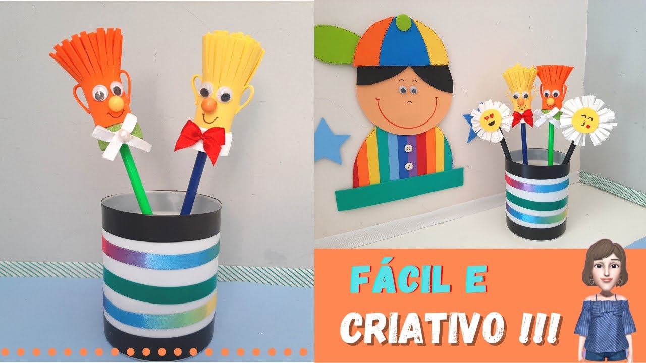 DIY - LÁPIS TAMPINHA - FÁCIL E RÁPIDO - E.V.A - artesanato com tampinhas de garrafa pet 😍💗