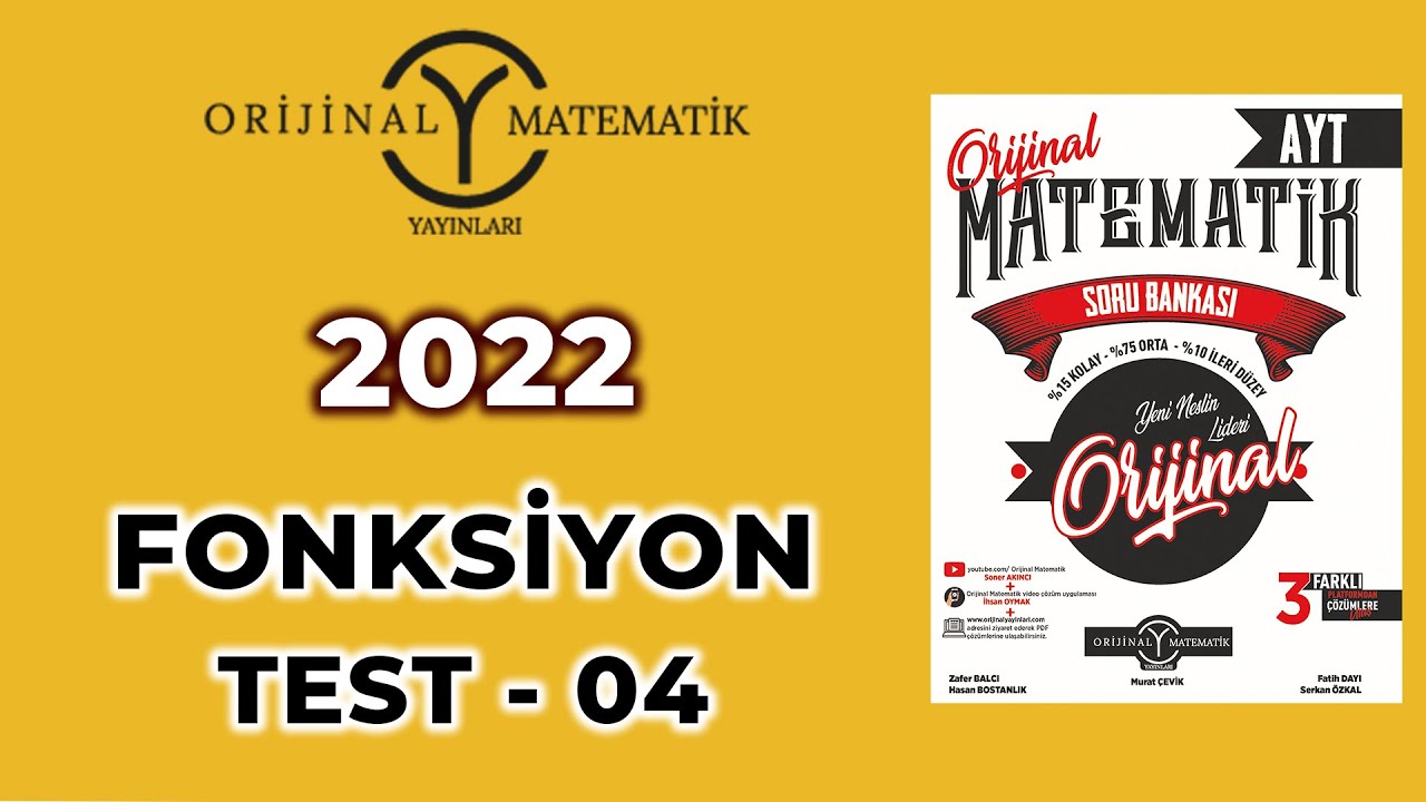 FONKSİYON TEST 04  - 2022 AYT MATEMATİK SORU BANKASI @SonerAkinciMatematik