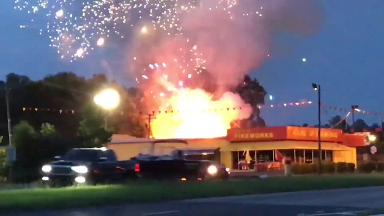 Fireworks explode over South Carolina store after fire ignites them