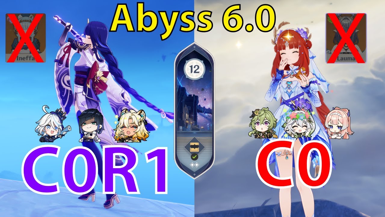 Genshin Impact Spiral Abyss 6.0 | C0R1 Raiden Shogun, C0 Nilou | NO Lauma, NO Ineffa