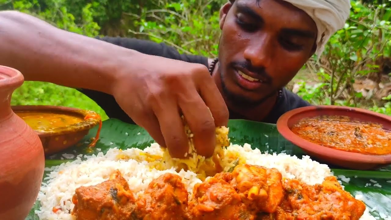 Asmr Mukbang Ghee Rice Thalicha Chicken Gravy Eating | Food Eating Show Village