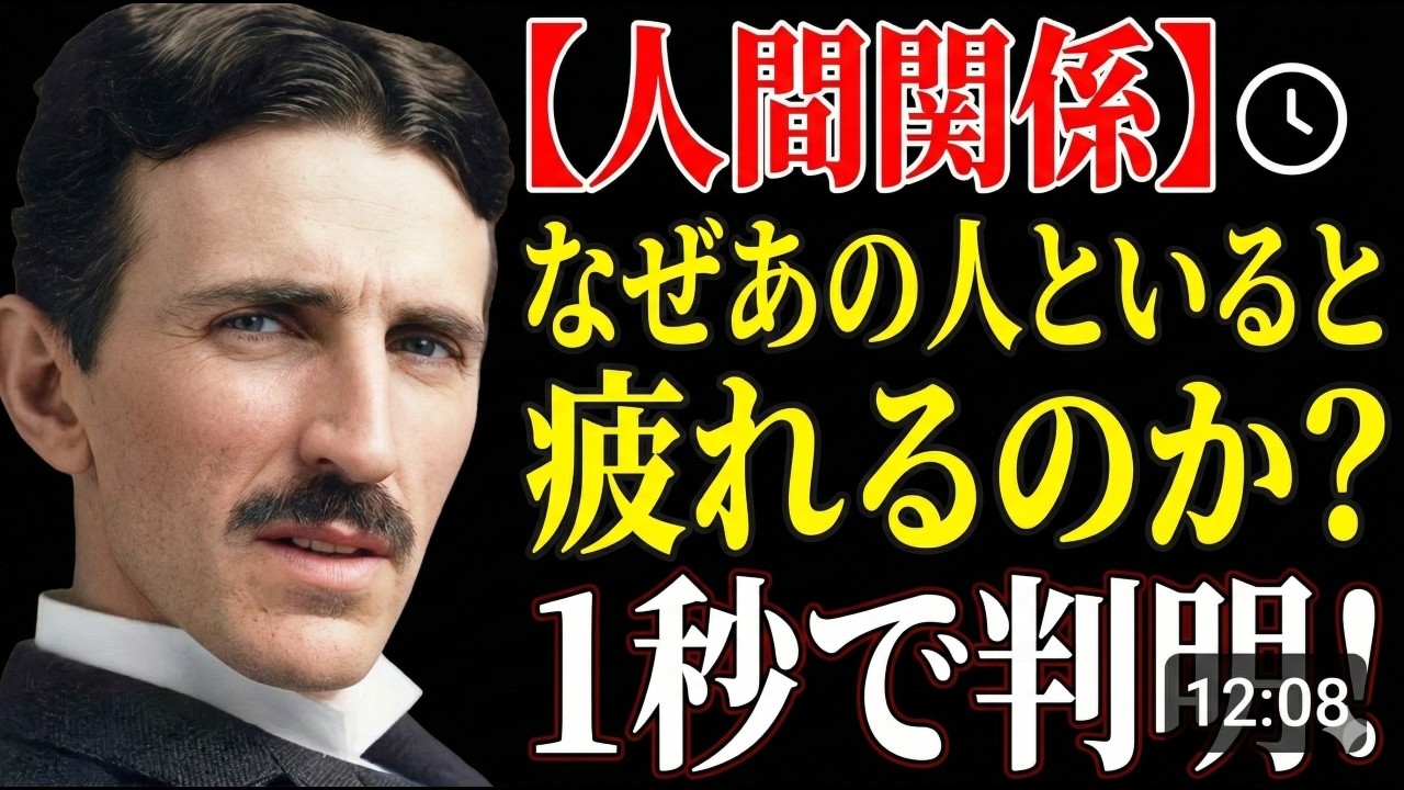 【人間関係】なぜあの人といると疲れるのか？テスラ理論で解く「エネルギー泥棒」の避け方。魂のバッテリーを守り、細胞を再起動させる物理学的防衛術と３の法則の秘密 |偉人|名言| 周波数 |宇宙の法則