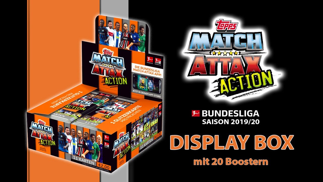 TOPPS Bundesliga Match Attax Action 2019/20 - DISPLAY BOX mit 20 Boostern (220 Cards)