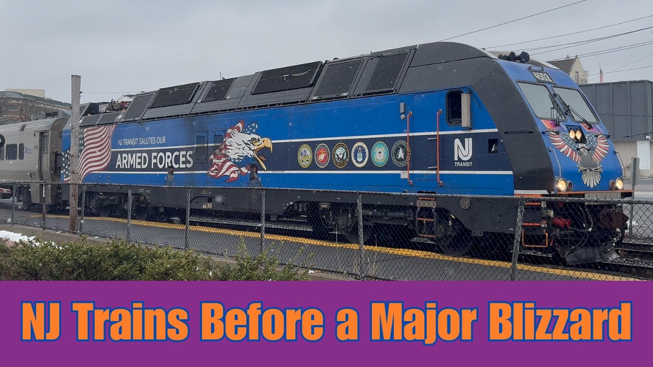 NJ Transit and Metro North Trains Before a Blizzard. Featuring NJT 4502 and a Strange Equipment Move