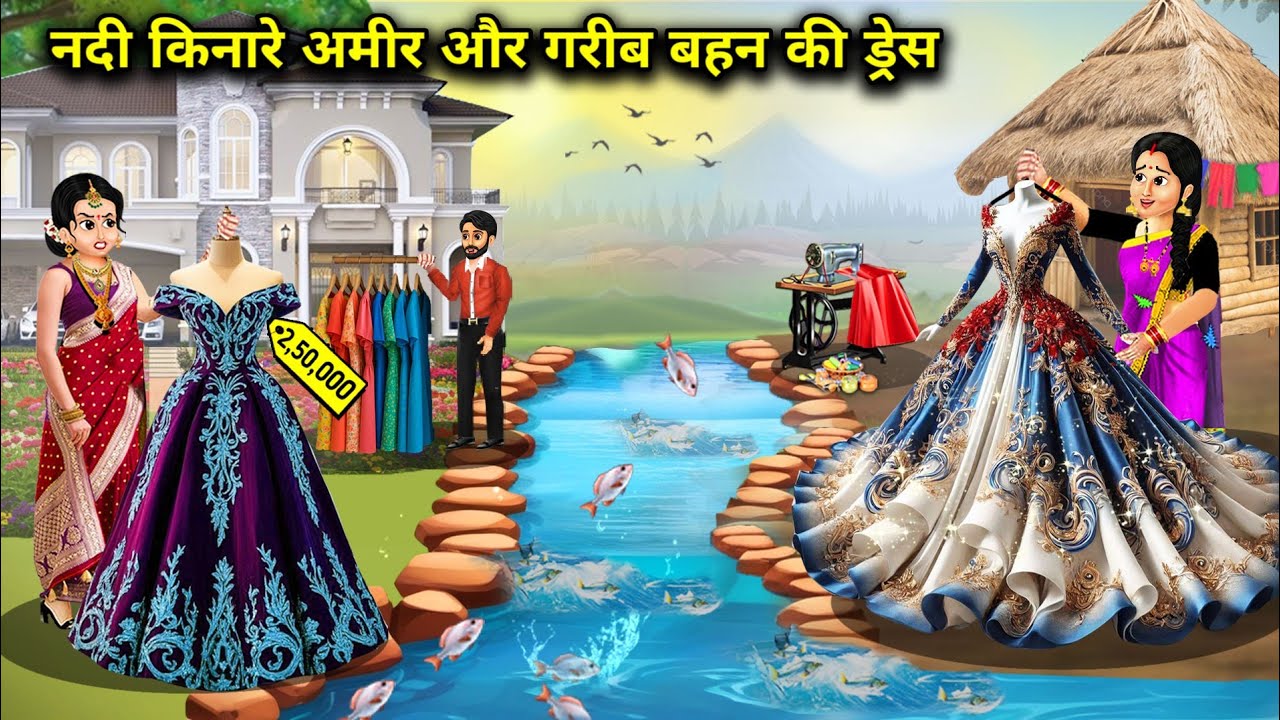 नदी किनारे अमीर और गरीब बहन की ड्रेस|| Cartoon Videos || River Bank Rich And Poor Sister dress..!