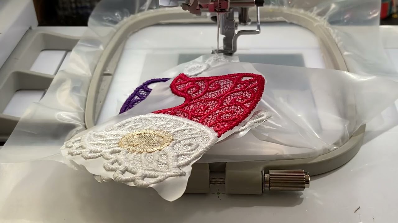 Free Standing Lace Gnome Ornament Machine Embroidery Part 1