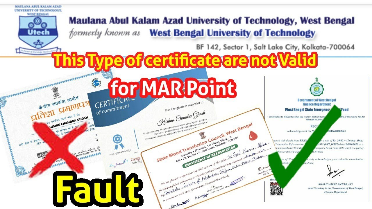 This type of certificate are not valid for MAKAUT MAR POINT