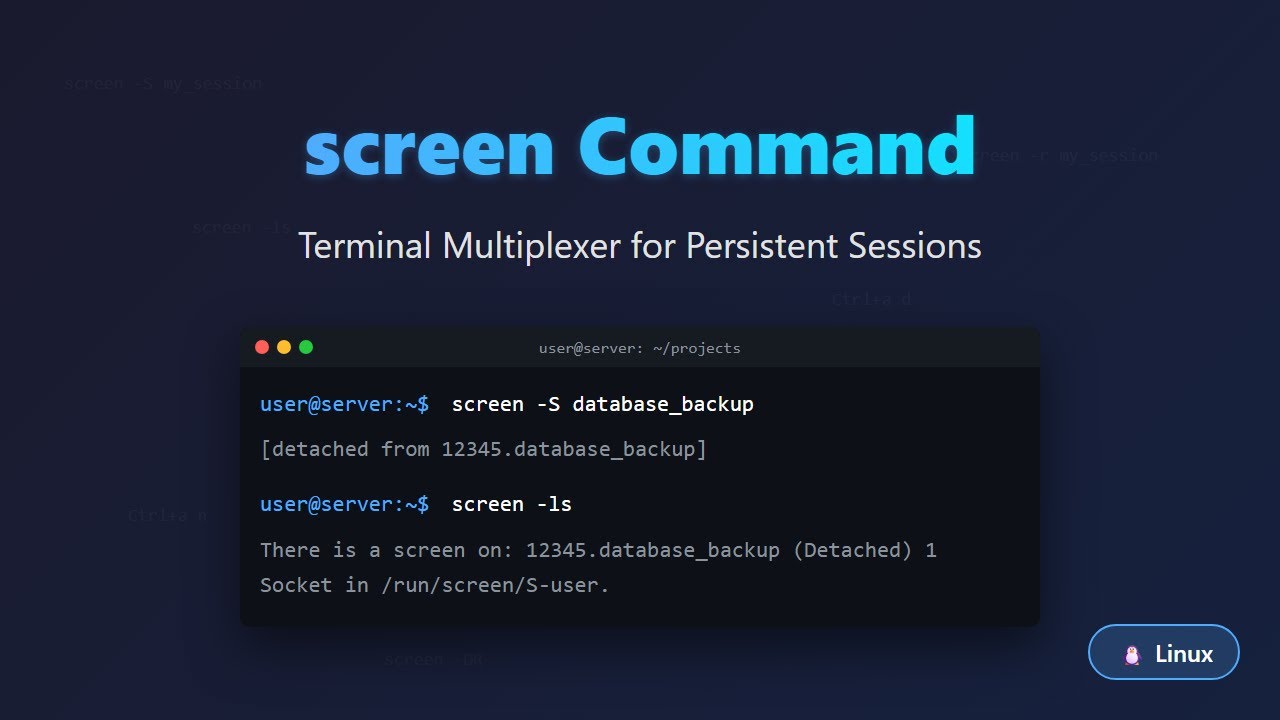 Master the 'screen' Command: Linux Terminal Multiplexer Tutorial for Beginners