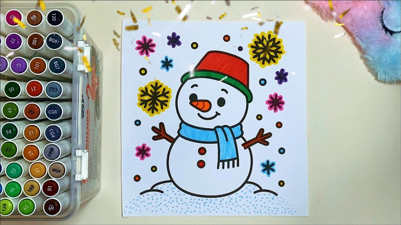 Muñeco de Nieve Kawaii ❄️ Coloreamos Paso a Paso con Andrea #colorear #viral #viralvideo