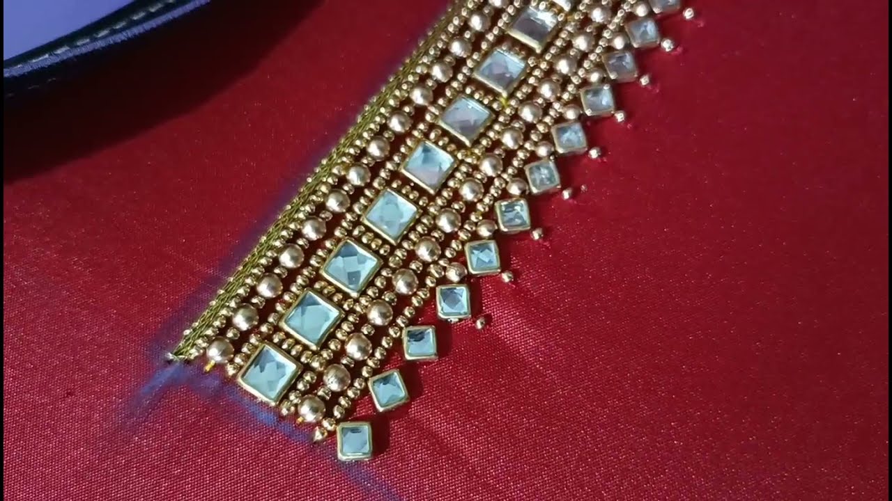 My subscriber Engagement blouse| designing of back neck with fitting stones