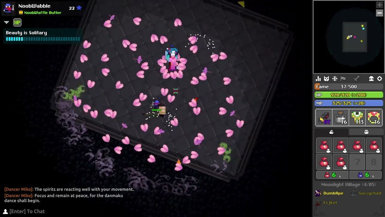 (rotmg testing) Moonlight Village: 1 hp Miko finale + hitless flower phase