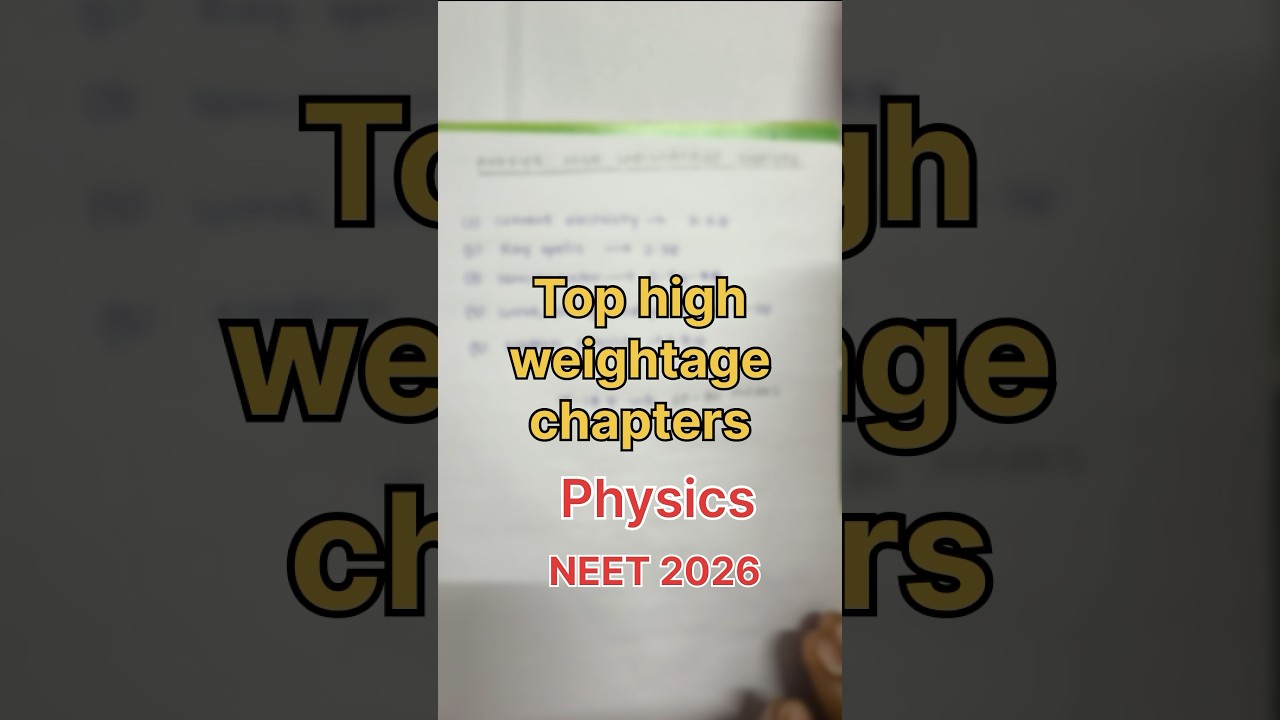 PHYSICS top 5 chapters = 80 Marks NEET 2026 | #neet2026 #physicsimp #last2monthneet #shorts #NEET