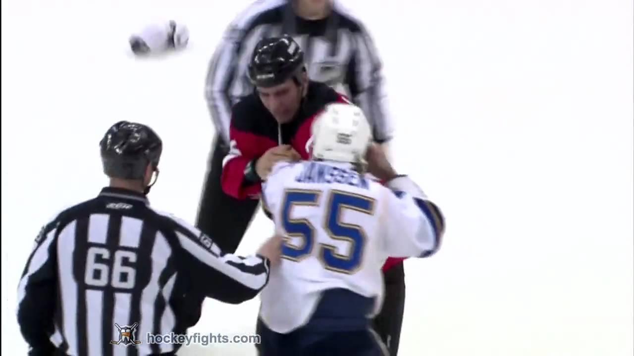 Cam Janssen vs Pierre-Luc Letourneau-Leblond Mar 20, 2010