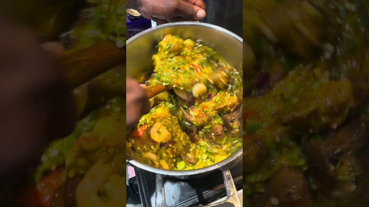 Okro soup with spinach.