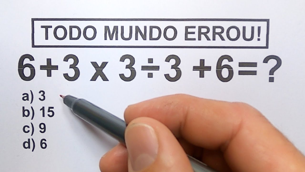 6 + 3 x 3 ÷ 3 + 6 =❓