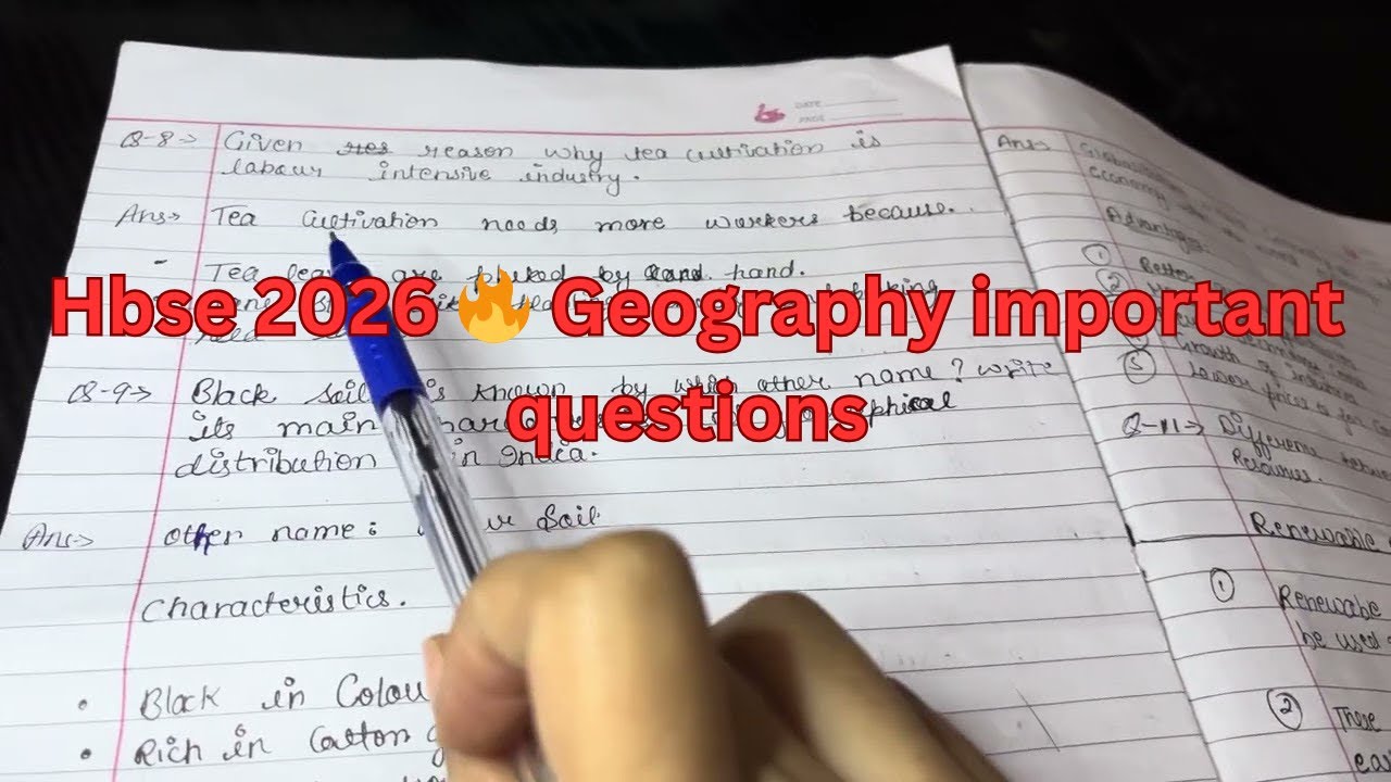 HBSE Class 10 Geography 🔥 Important Questions 2026 | Board Exam Special
