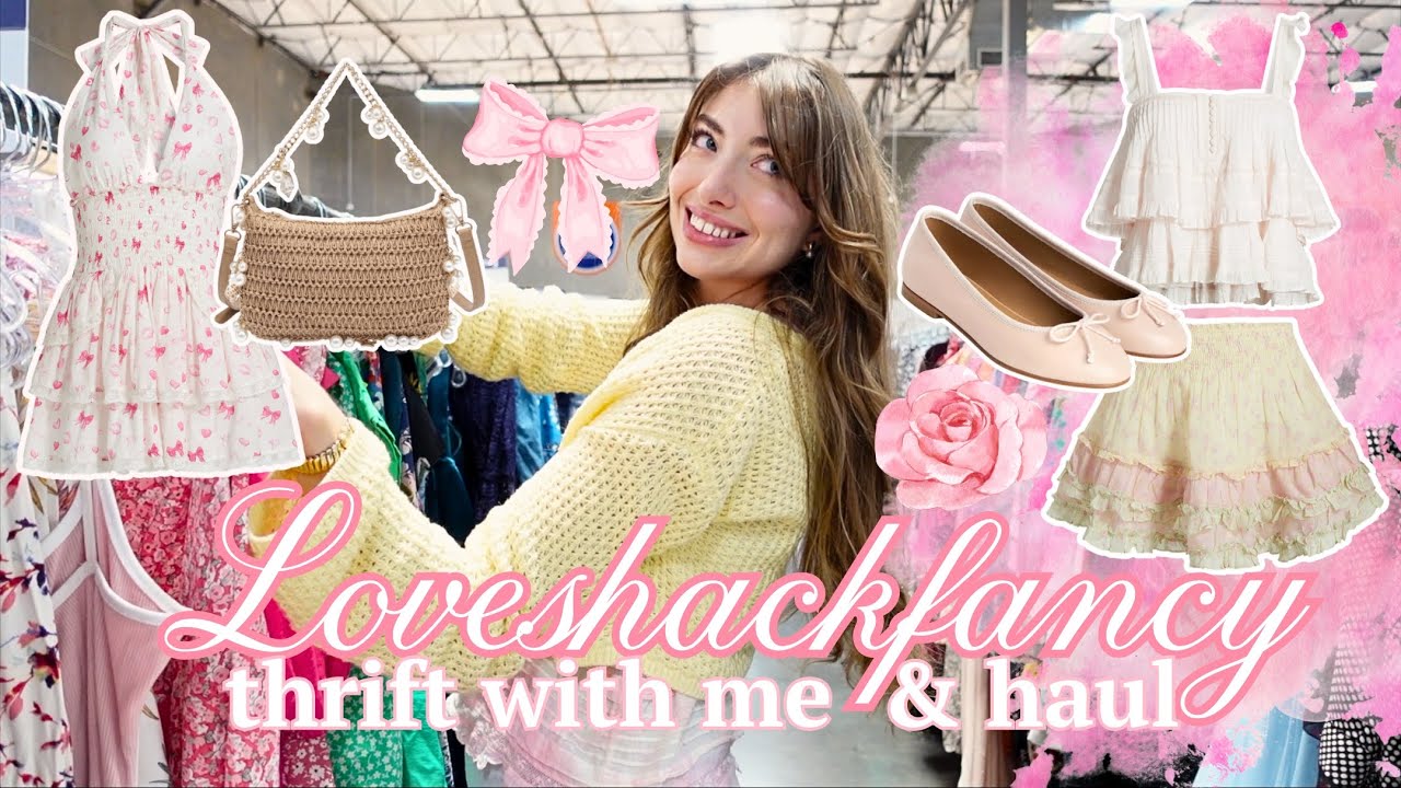 LoveShackFancy Inspired Thrift With Me 💗 shabby chic vintage & coquette fashion finds + girly haul 🎀
