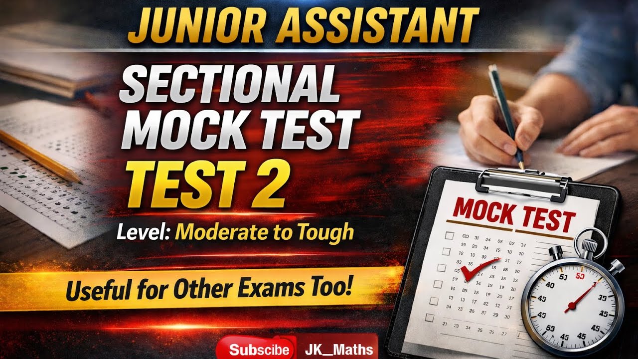 Junior Assistant Mock Test 2 | Maths PYQs | Jkssb Pattern #jkssb #jkp #test #JK_maths #mocktest 