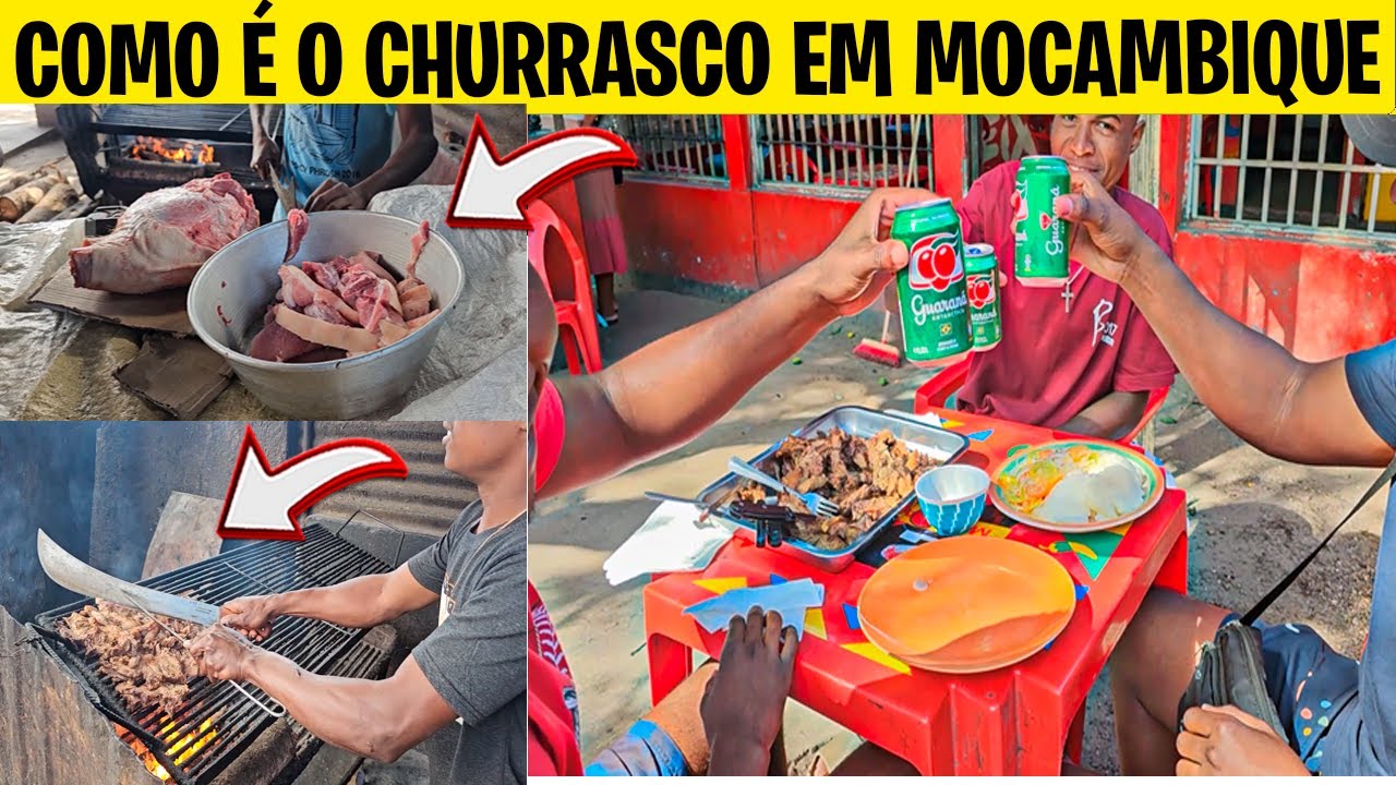 COMO É O CHURRASCO TRADICIONAL EM MOCAMBIQUE, LEVEI MEUS AMIGOS  E ESSA FOI A REACAO DELES