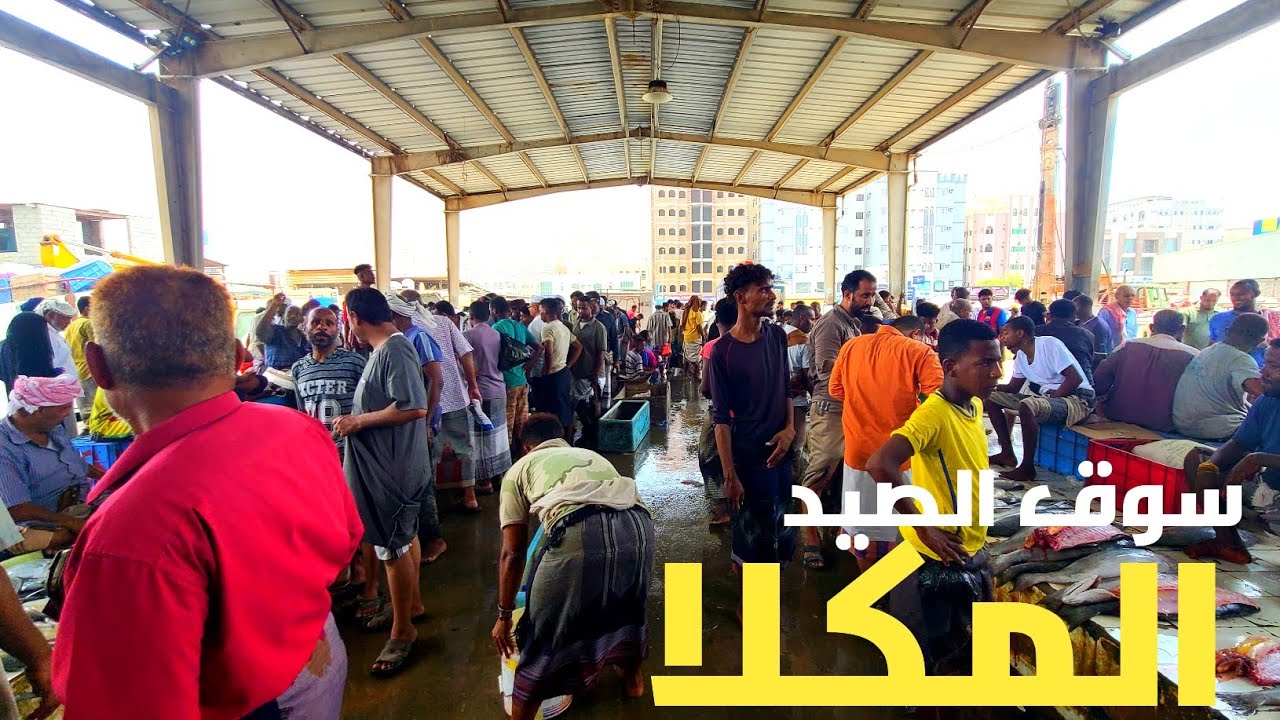 جولة في أكبر أسواق الصيد في اليمن سوق المكلا المركزي  حضرموت اليمن