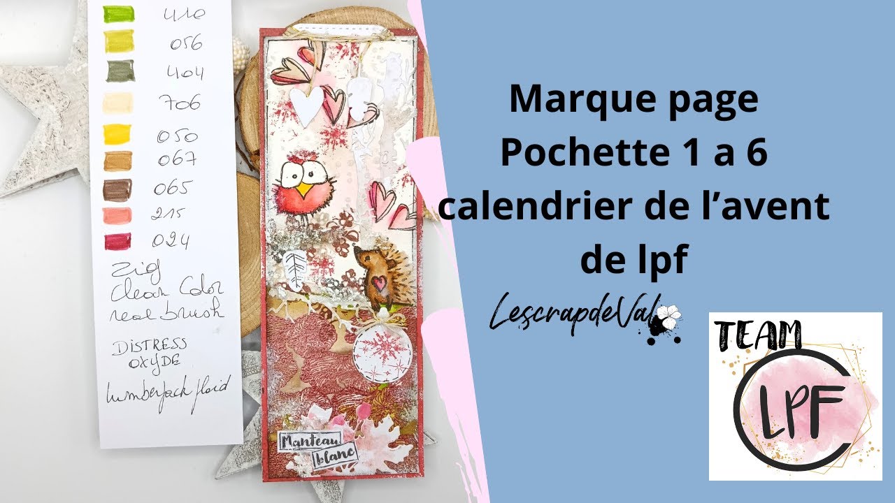 Marque page pochette 1 a 6 calendrier de l'avent lpf
