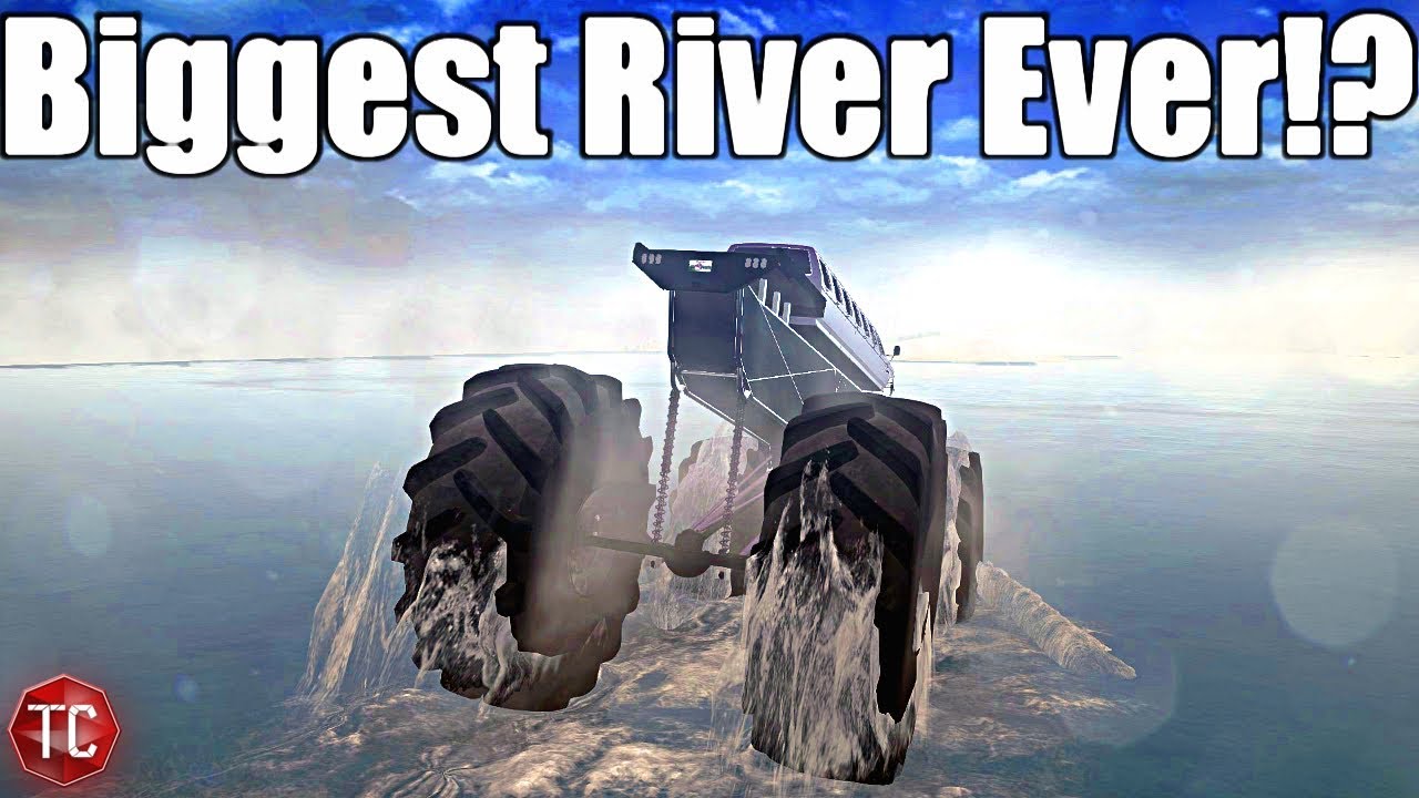 SpinTires MudRunner: BIGGEST TRUCK vs BIGGEST RIVER!?