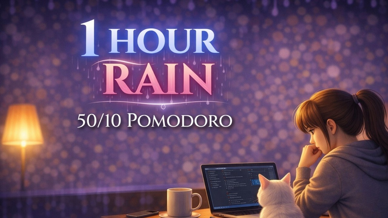 1 Hour Pomodoro Timer 50/10 | Rain Sounds for Studying