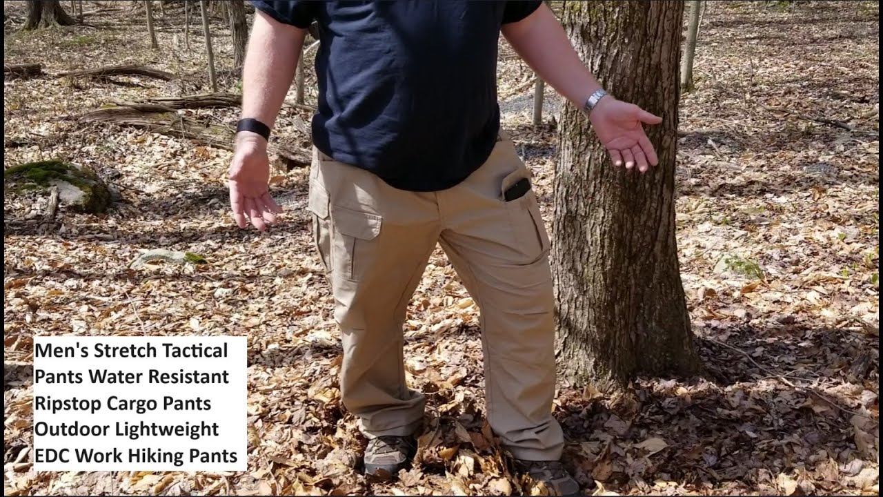 Men's Stretch Tactical Pants Water Resistant Ripstop Cargo Pants Outdoor Lightweight EDC Work Hiking