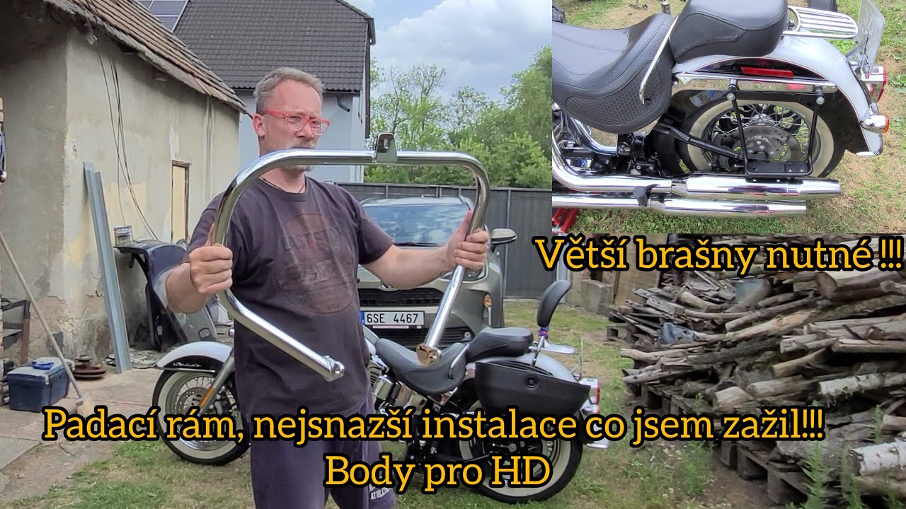 Moto výlet Itálie - příprava motorky na cestu, instalace brašen a padáku, 30.6. 2024