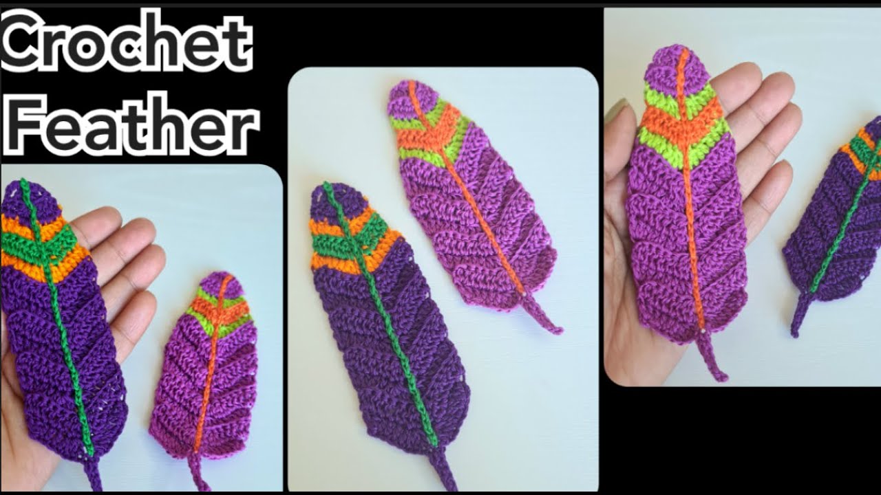 Как связать крючком перо || Вяжем крючком декоративное перо #crochetfeather