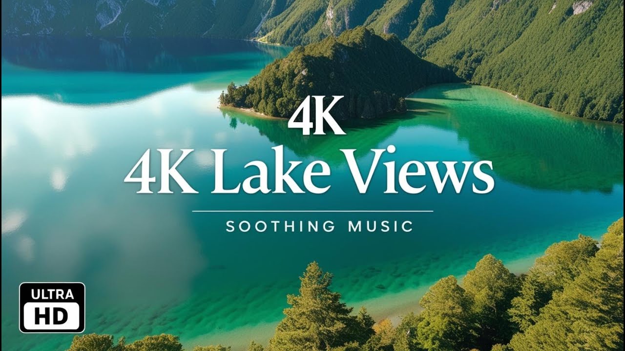 4K Aerial Views of Serene Lakes: Soothing Music & Natural Beauty | Ultra HD Relaxation