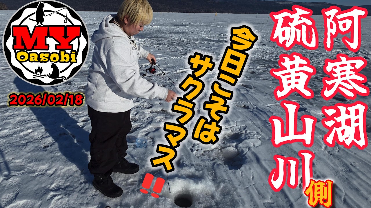 【釣り】今日こそはサクラマス‼　阿寒湖~硫黄山川側    氷上釣り2026年 #icefishing​ #北海道釣り​ #氷上釣り​ #ワカサギ​ #硫黄山 #アメマス​  #サクラマス​