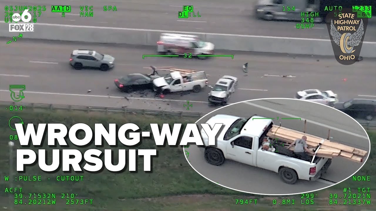 Wrong-way police chase ends in multi-vehicle pileup in Ohio